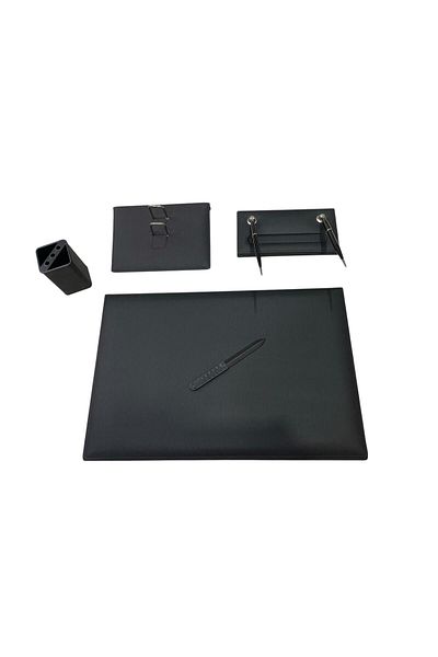 Classifix Swiss Nubuck 7 Piece Black Desk Mat Set with Pen (Pens Are Scrikss Brand)