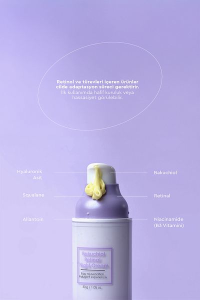 Bibimcos Retinal & Bakuchiol unterstützte regenerierende Nachtcreme 30 g
