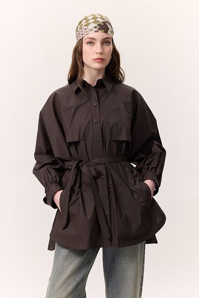 Manuka TRENCH DESIGN KOŠILE ČOKOLÁDOVÁ