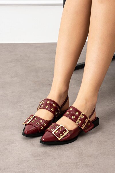 ShoeTek Balerini Lowe pentru damă, cu curele duble late, cu cataramă, din pie...