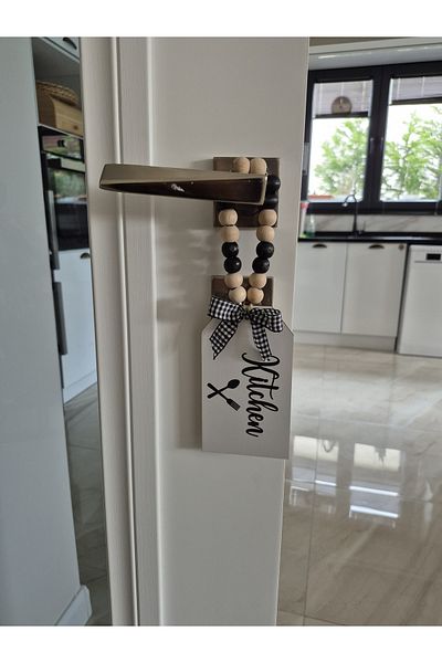 rosfloa rf Decorative Beaded "Kitchen" Written Toilet Bathroom Door Handle Accessory Wooden Gift Ornament (Kitchen)