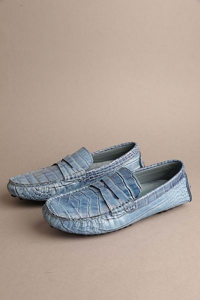 Gondol Loafer clasic pentru bărbați din piele naturală Blue Croco 40 ttx.608