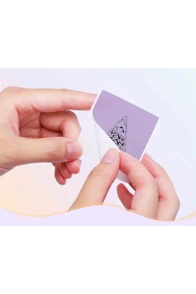 yazıcıbag Mini Termal Yazıcı Kağıtları ( 1 Rulo Beyaz Yapışkanlı + 1 Rulo Mor...