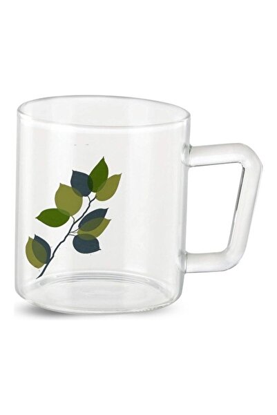 Borosil Classic Green Leaves Mug, Borosilicate Glass, Scratch-Resistant, Microwave Safe, Lightweight