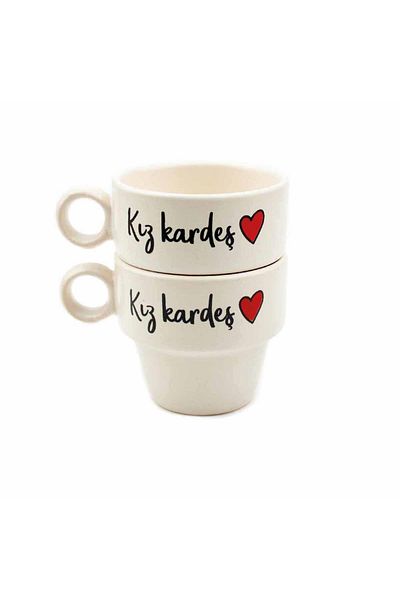 PALTO TASARIM Set of 2 Espresso Cups for Sister - Gift Ceramic Cup