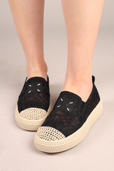 Birikon Flora Lace Espadrille Black