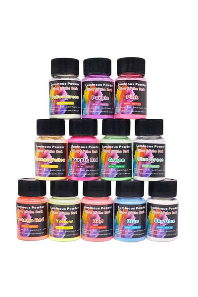 Generic Resin art glowing coloring powder set of 12 colors