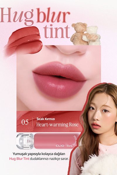 CLIO Tint with Light and Foamy Texture Smooth Look Clio Hug Blur Tint (005 Heart-Warming Rose)