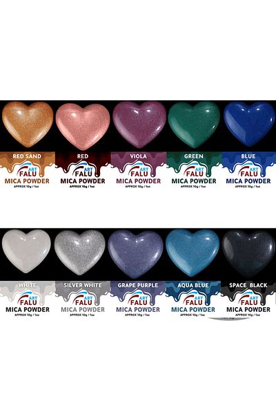 Falu Art Mica powder colors set of 10 colors 10G for resin and candle and soap HDS