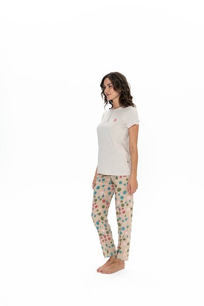 U.S. Polo Assn. U.S. Polo Assn. Women's Beige Half Placket Collar Pajama Set - Batdn20M09Q4U
