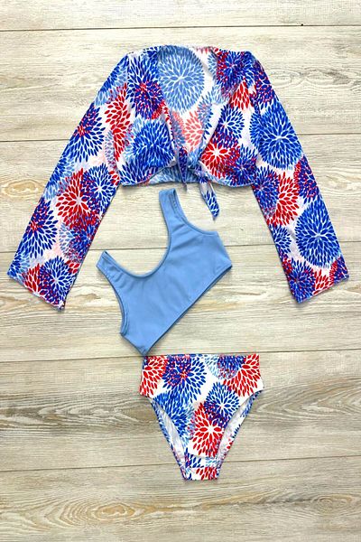 DeKuBaby Set de bikini pentru fete cu model Mini Pareo 3 piese