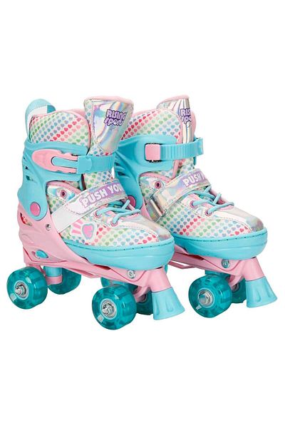 Feyza Oyuncak Lighted Double Row 4-Wheel Girls' Quad Practice Skates (Size 34-37)