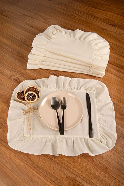 Elvya 2-Piece Ruffled Rectangular Placemat 35X40 cm - Ztasd2