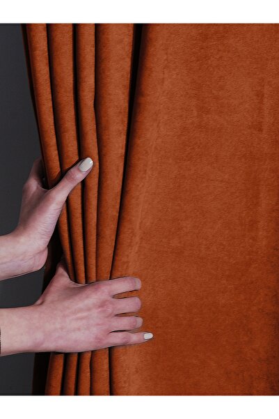 FAVOLLİ ستارة خلفية جزيرة ذات مطويات باللون البرتقالي مخملية