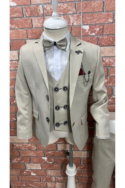 HAYTA Children's Suit with Vest and Shirt Set 1 year - 14 years Silver Cream
