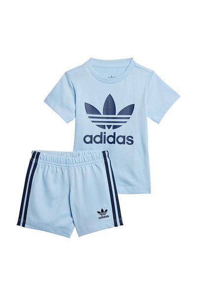 adidas Women's Blue Tracksuit Short Tee Set Jc6578
