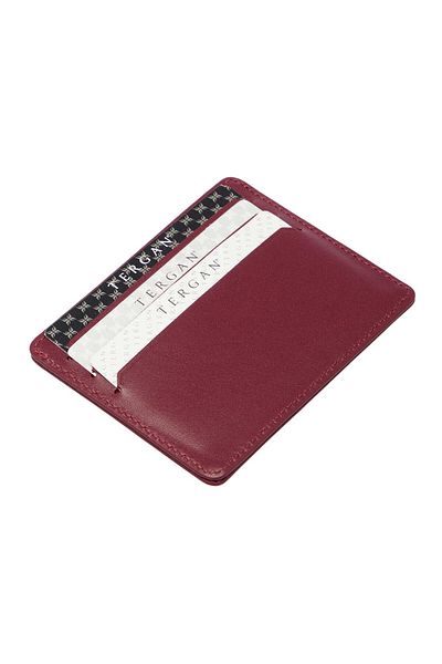 Tergan Claret Red Genuine Leather Unisex Credit Card Holder - S1Kk 00001050 -X31