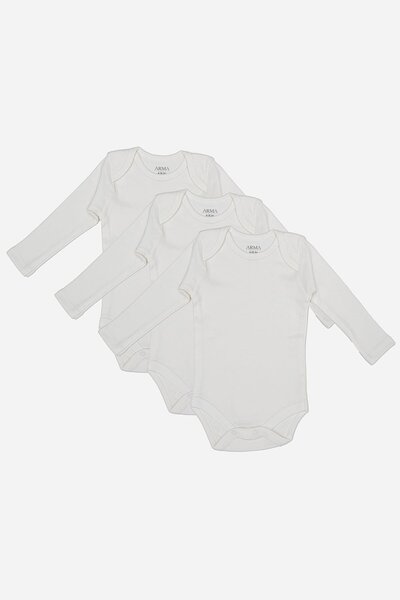 Arma Yıldız Baby Long Sleeve White Snap-On Bodysuit 3 Pack