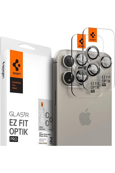 Spigen GLAStR EZ-Fit Optik PRO  Lens Protector for iPhone 16 Pro Max - Natural Titanium 2 Pack