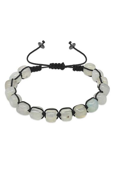 Tesbihane Macrame Braided Row Cube Cut Blue Agate Natural Stone Bracelet