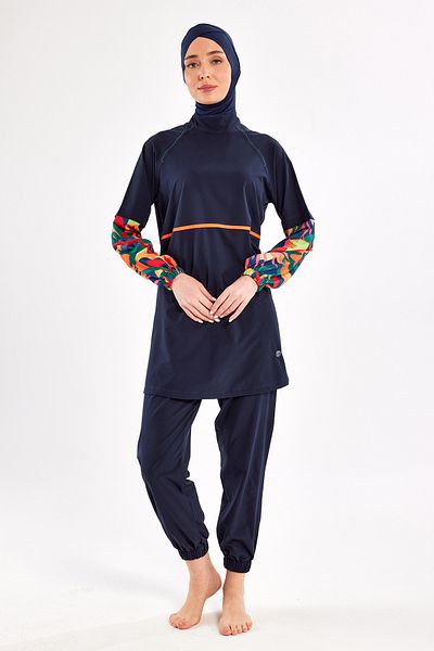 Adasea Αθλητικό Lycra Full Covered Hijab Μαγιό Yeva 1205 Navy Blue