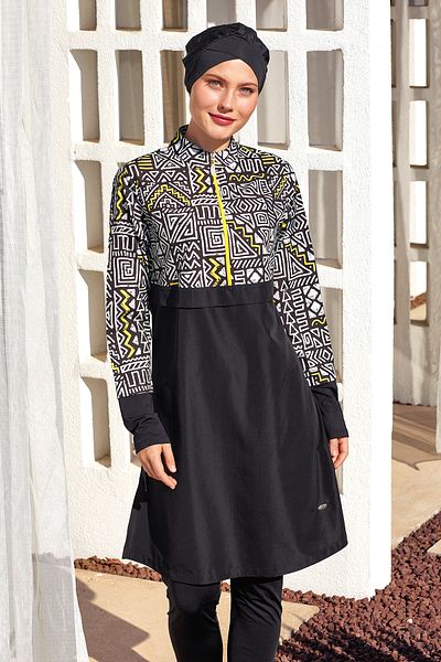 Adasea Αθλητικό Lycra Full Covered Hijab μαγιό Jules 1407 Μαύρο