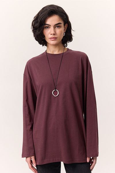 Manuka Übergroßes T-Shirt mit weiten Ärmeln – Weinrot