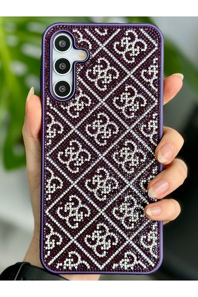 Go Aksesuar جراب من السيليكون المتوافق مع هاتف Galaxy A25 بتصميم ماسي مرصع بأحجار الراين اللامعة