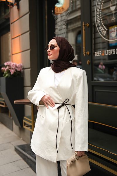 LOCCO Γυναικείο ριγέ Vizolin Cruiser Jacket-Λευκό
