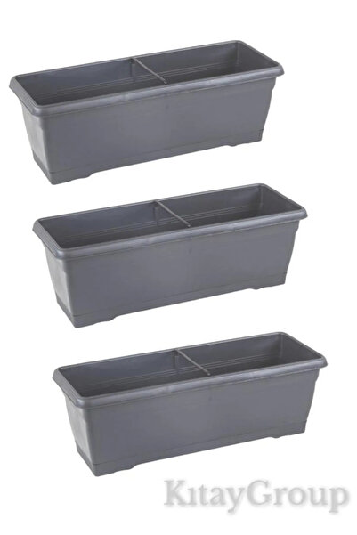 BiDünya Villa Balkon Saksı 10 Lt 3'lü Set Antrasit