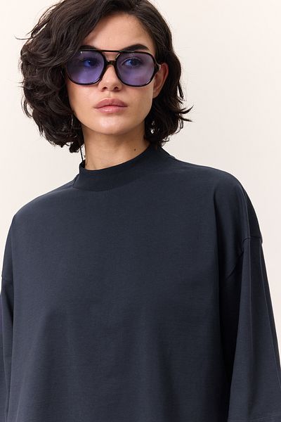 Manuka KRÁTKÝ RUKÁV CROP TRIČKO NAVY BLUE