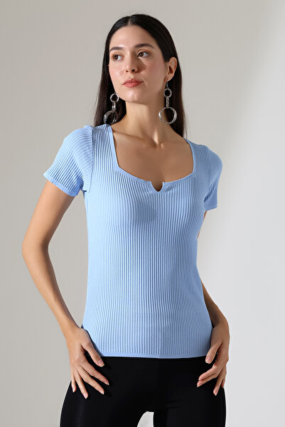 Devinka Γυναικείο πλεκτό μπλουζάκι με τετράγωνο γιακά