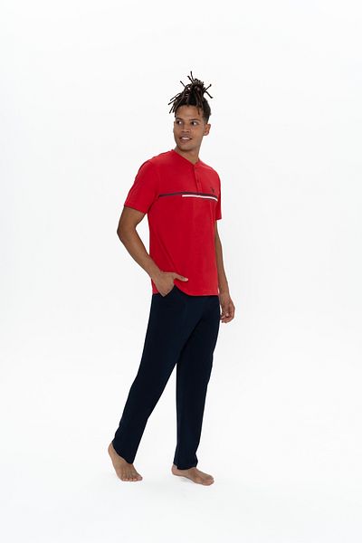 U.S. Polo Assn. U.S. Polo Assn Men's Half Placket Red Pajamas Set Batdn18O90U1A