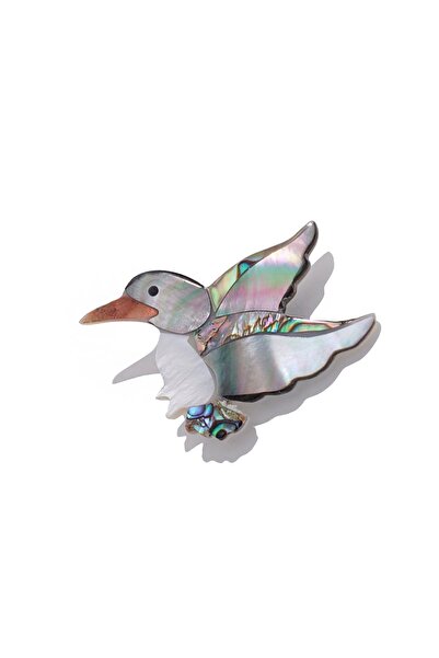New Obsessions Doğal Abalon Sedef Kırlangıç Kuşu Kadın broş