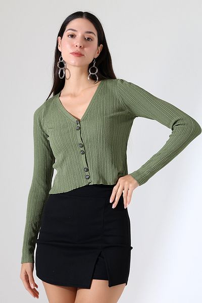 Devinka Women's Buttoned V-Neck Thin Cardigan