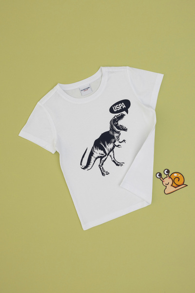 U.S. Polo Assn. Erkek Çocuk Beyaz Bisiklet Yaka Tişört 50307200-VR013