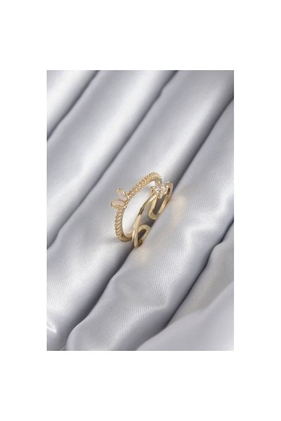 Skygo Brass Gold Color Zircon Stone Detail Butterfly Model Women's Ring - TJ-BYK2933