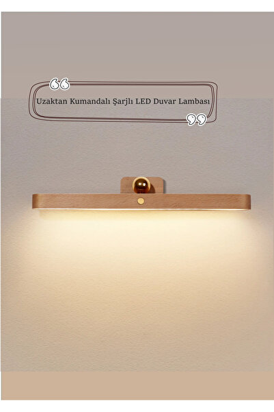 Led Uzaktan Kumandalı Şarjlı Ahşap Dikdörtgen LED Duvar Lambası – Esnek Askılı Okuma Işığı