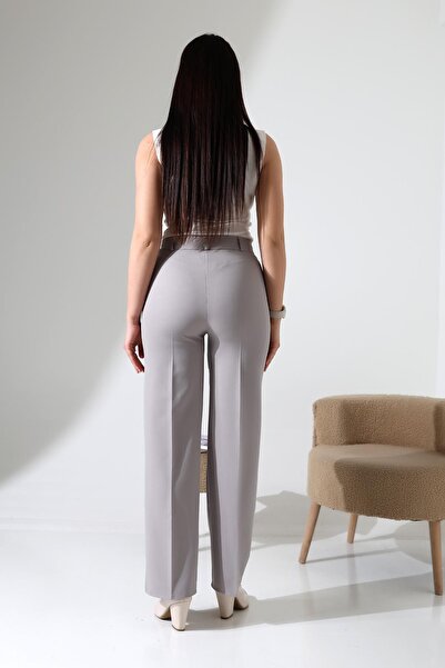 ENFİ GİYİM Wide Leg Palazzo Double Fabric High Waist Trousers