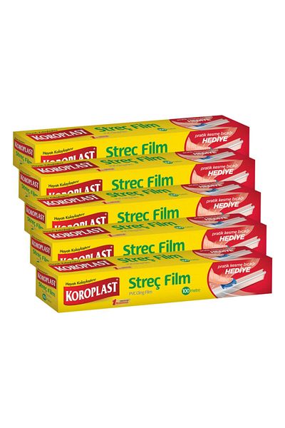 Koroplast Stretch Film 100 Meters with Cutting Blade Gift - Pack of 5
