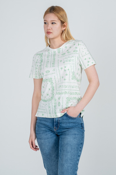 Kyron Tricou dublu pentru femei, 100% bumbac, cu dungi cu mâneci joase - cu diferite culori