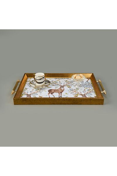 Evidea Kitchen Deer Patterned Acrylic Tray - Colorful - 43 cm