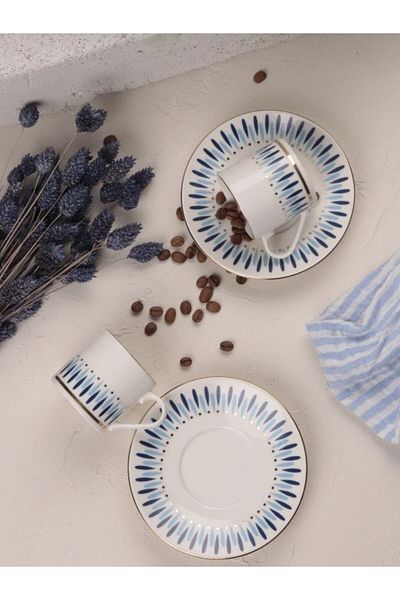 Viyalente Porcelain 4 Piece Palm Coffee Set 2 Coffee Cup Set