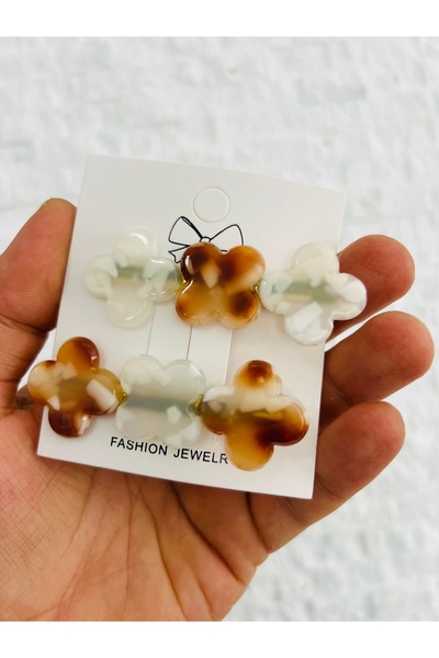 Derin Düşler مجموعة مشبك شعر للأطفال البالغين مكونة من 2 مشبك شعر على شكل زهرة القهوة من عرق اللؤلؤ