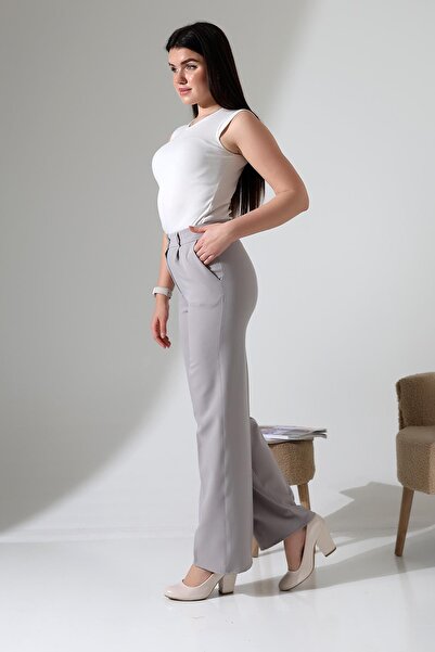 ENFİ GİYİM Wide Leg Palazzo Double Fabric High Waist Trousers
