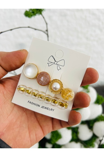 Derin Düşler مجموعة مشبك شعر للأطفال البالغين مكونة من 2 مشبك شعر من الحجر البني