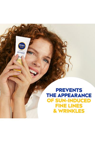 NIVEA SUN UV Face Anti-Age Face Cream, SPF 50, Tube 50ml, Pack of 2