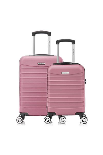 Quasar & Co. Set 2 Trolere Cabina, ®,40x30x20cm Roti Detasabile/55x36x20cm,cifru,abs,roz Pudrat