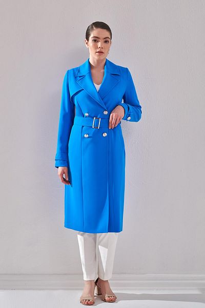 Ekol Belted Waist Buttoned Trench Coat