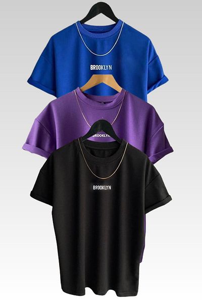 Know Μπλουζάκι Marecash Unisex Brooklyn Printed 3 Pack Μαύρο-μπλε-μωβ